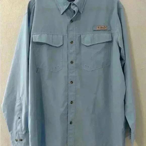 131.BIMINI BAY LONG SLEEVE SPF 30 BLOODGUARD Blue FISHING SUN SHIRT MEN'S SIZE L - Picture 2 of 6